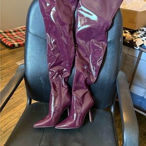 Steve Madden Glossy Plum Over-the-Knee Boots